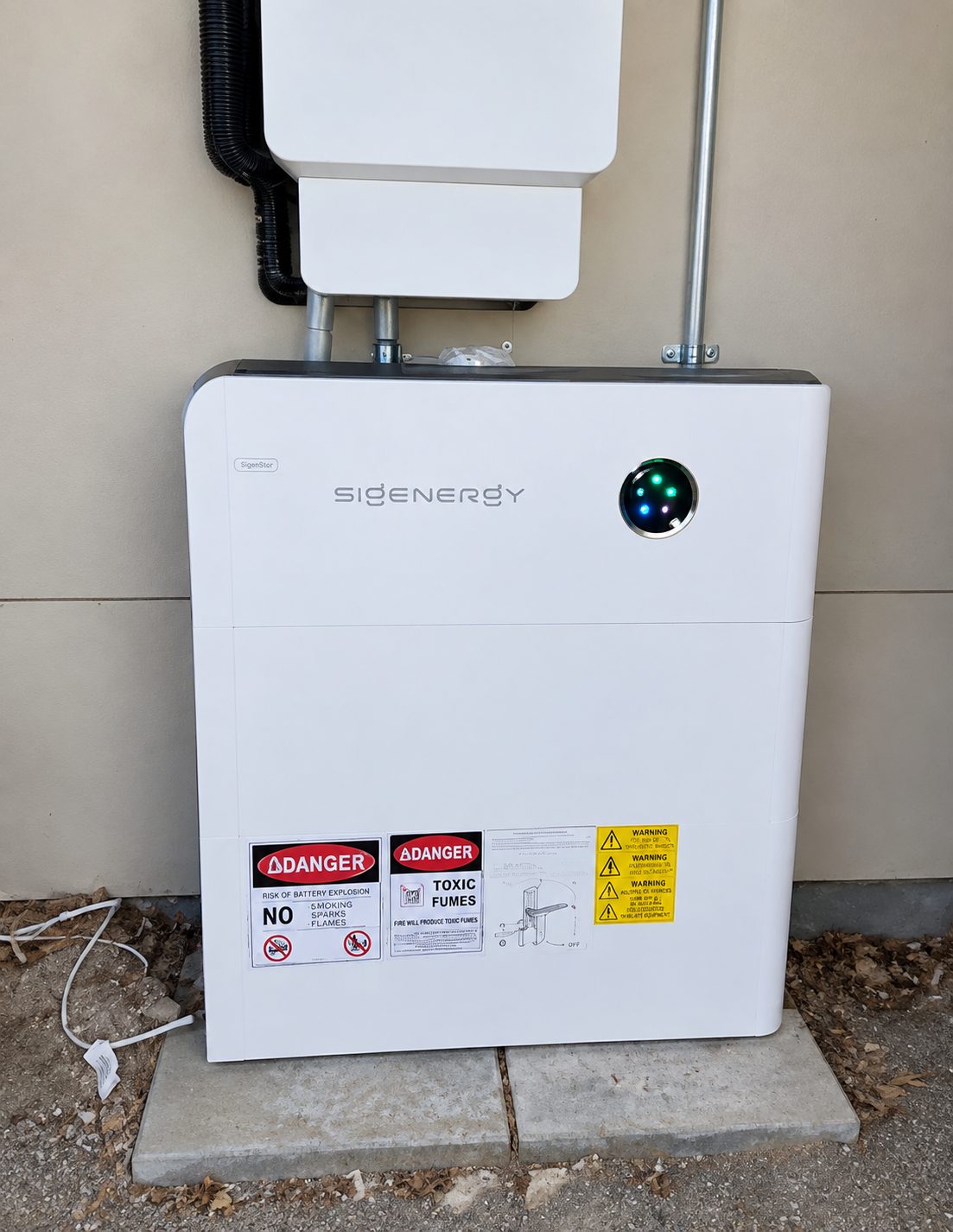Sigenergy sigen hybrid inverter and sigenstor battery module mounted indoors at jeneane's anglesea home