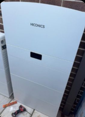 Hiconics battery module stacked against the brick wall, leigh’s berwick home