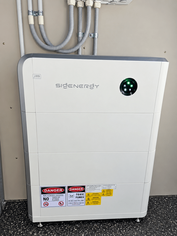 Sigenergy sigenstor battery mounted against a wall in a box hill home