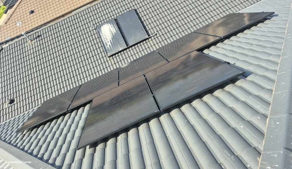 Aerial view of solar panels on an estate home in clyde north