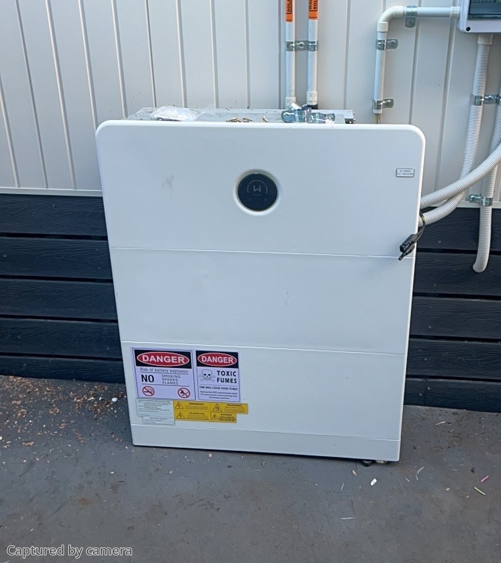 Goodwe battery mounted on the exterior wall of a new home in dromana