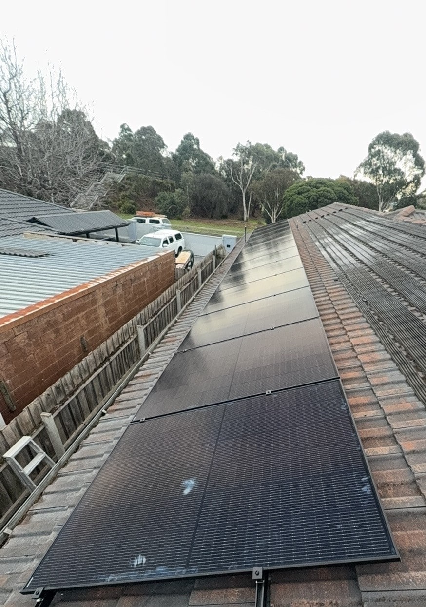 Solar panels running along the tile roof of a seaford home, installed by powerband electrical