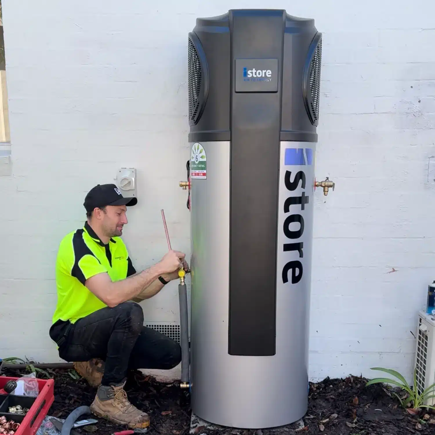 Hot water unit installation powerband