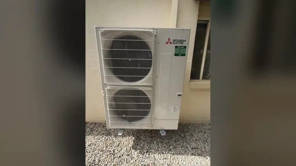 Most Energy-Efficient Air Conditioners To Buy In Australia 1 Mitsubishi electric ducted reverse cycle outdoor unit installed by powerband